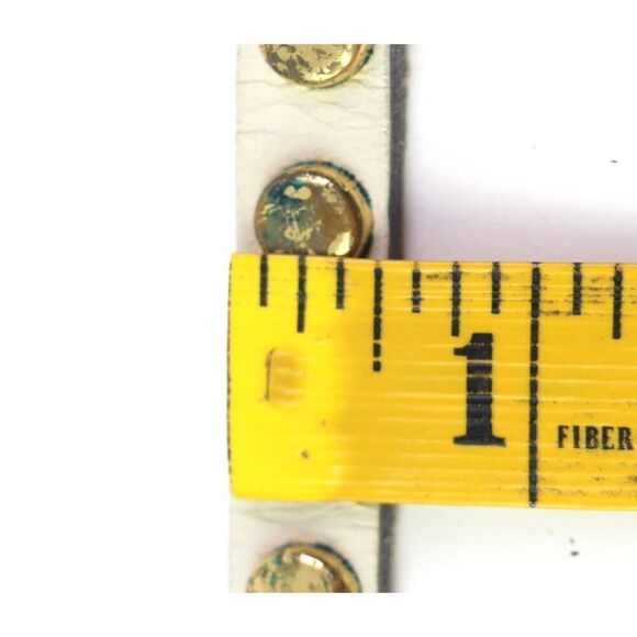 SKINNY STUDS BEIGE GENUINE LEATHER 1/2"Wd DRESS CASUAL WOMEN'S BELT Sz S/M (88t - Picture 8 of 12